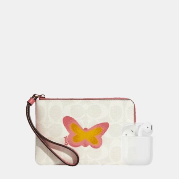 Corner Zip Wristlet In Signature Canvas With Butterfly - Picture 5 of 5